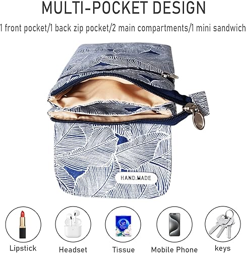 Lightweight Leaf Pattern Canvas Crossbody Phone Purse and Wallet for Women