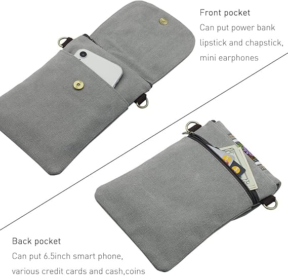 Vintage Embroidered Canvas Crossbody Phone Pouch – Small Wallet Bag