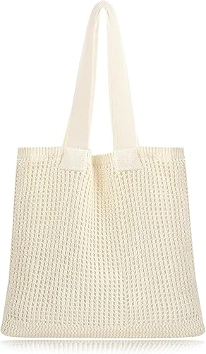 Crochet Beach Tote Bag for Women – Lined, Handmade Knit Shoulder Bag