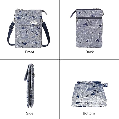 Lightweight Leaf Pattern Canvas Crossbody Phone Purse and Wallet for Women