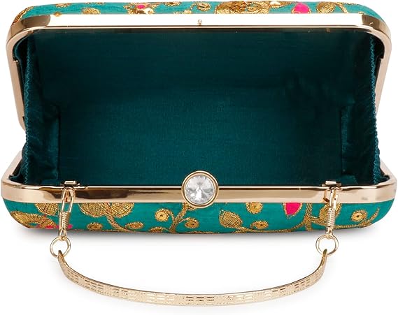 Zari Embroidered Box Clutch – Handcrafted Designer Evening Bag for Women