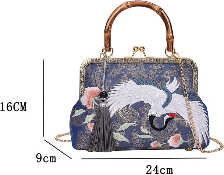 Embroidered Jacquard Evening Bag – Retro Chinese Style Clutch with Chain