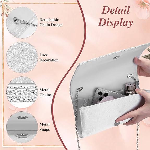 Elegant Floral Lace Clutch – Evening Envelope Bag for Wedding & Party