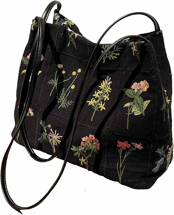 Floral Canvas Tote Bag for Women – Small Aesthetic Shoulder & Crossbody