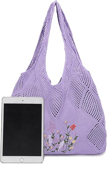 Crochet Mesh Beach Tote – Summer Aesthetic Hobo Shoulder Bag for Women