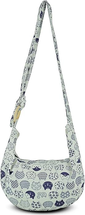 Boho Hobo Crossbody Bag – Handmade Cotton Sling Tote with Wooden Ring