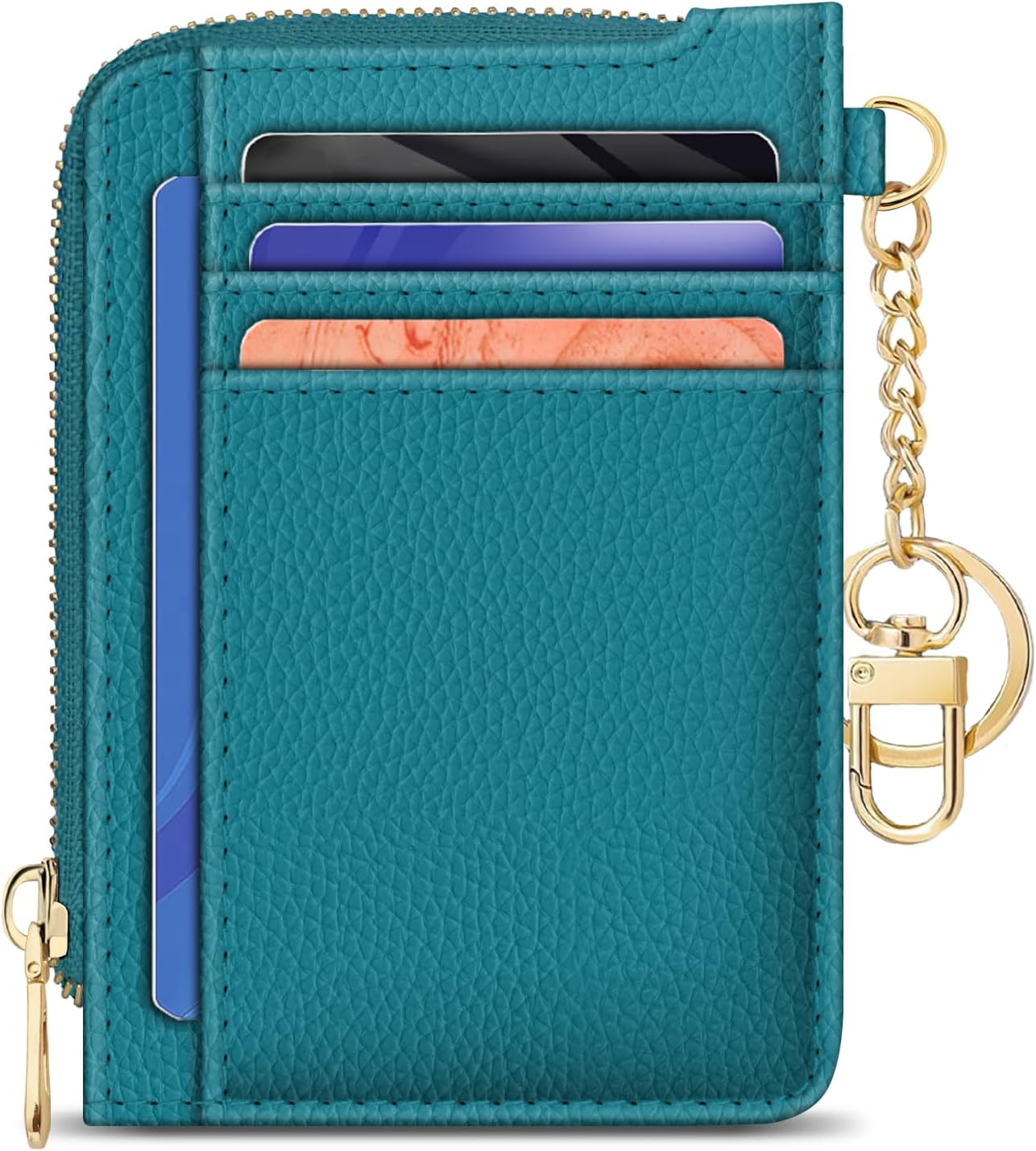 Slim RFID Wallet for Women – Pink PU Leather Card Holder with Zipper