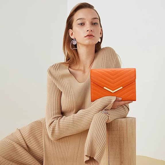 Formal Vegan Leather Envelope Clutch – Evening Purse for Wedding & Party