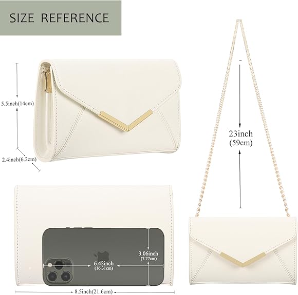 Envelope Clutch for Women – Faux Leather Foldover Evening Purse for Events