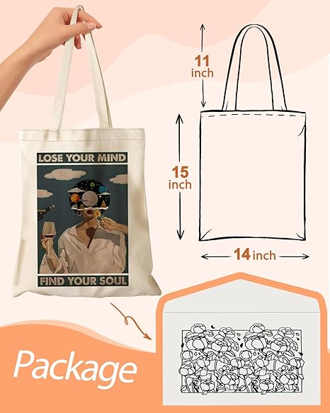 Aesthetic Canvas Tote Bag with Pocket – Cute Shoulder Bag for Women