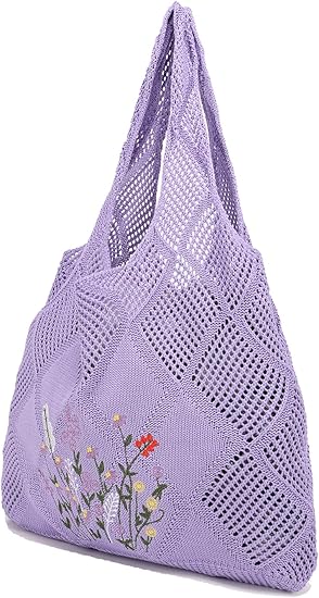 Crochet Mesh Beach Tote – Summer Aesthetic Hobo Shoulder Bag for Women