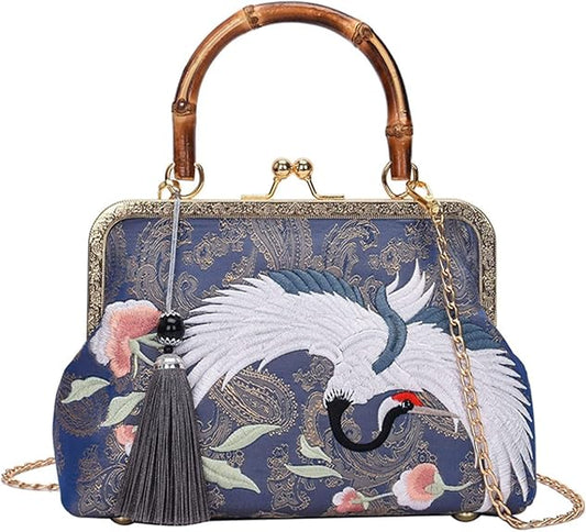 Embroidered Jacquard Evening Bag – Retro Chinese Style Clutch with Chain