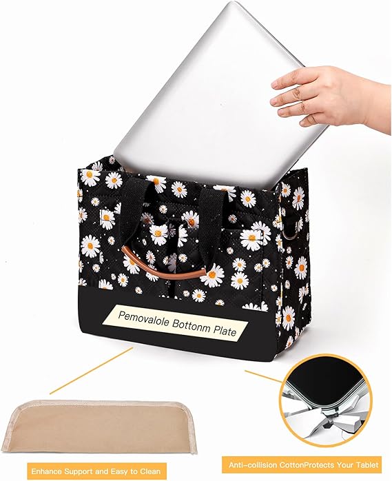 Cherry Canvas Tote Bag for Women – Cute Multi-Pocket Shoulder Purse for Work & Travel