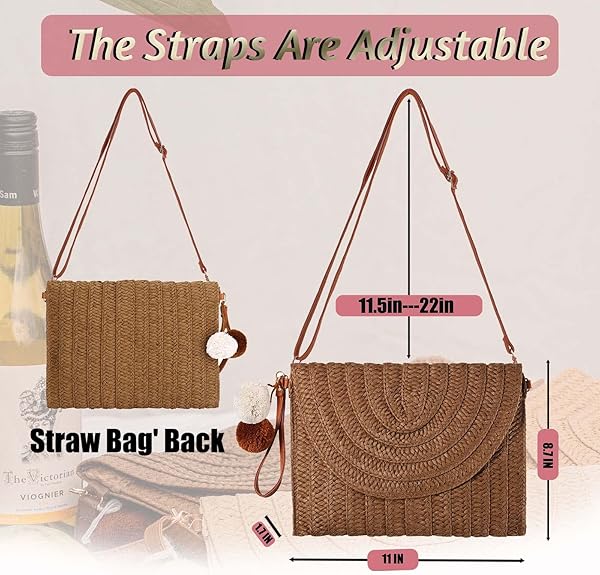 Straw Shoulder Bag for Women – Woven Beach Clutch & Envelope-Style Purse Wallet