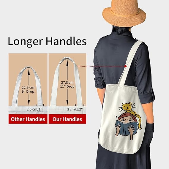 Canvas Tote Bag for Women – Aesthetic Zipper Bag for Work, Travel & Shopping