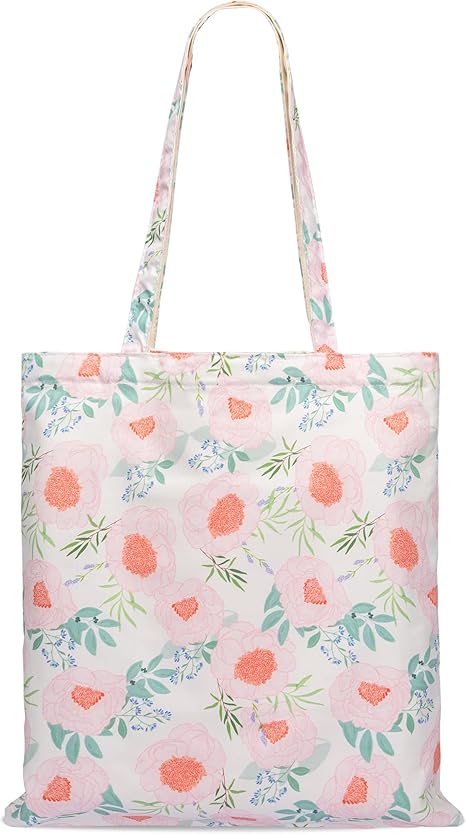 Floral Canvas Tote Bag for Women – Reusable Cotton Shoulder Beach Bag