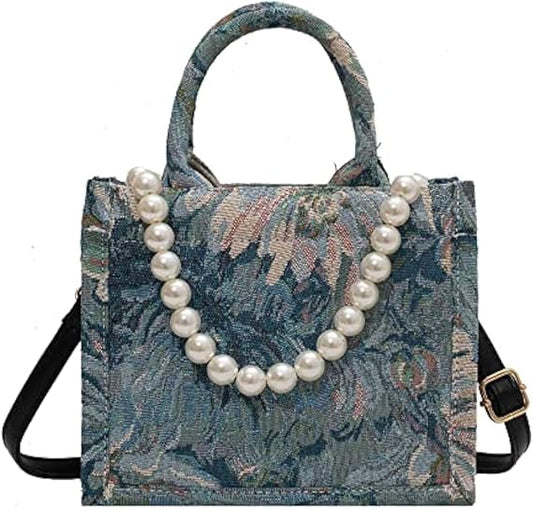 Retro Embroidered Cotton Linen Tote Bag – One Shoulder Oil Painting Handbag