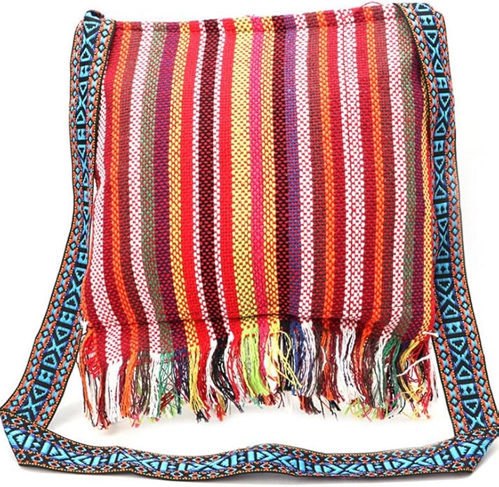 Boho Embroidered Sling Bag – Vintage Tribal Tassel Crossbody Purse