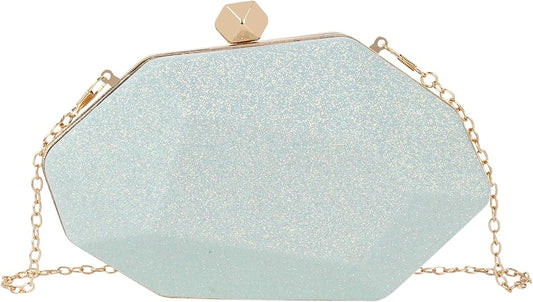 Geometric Metal Clutch for Women – Lattice Pattern Evening Chain Purse