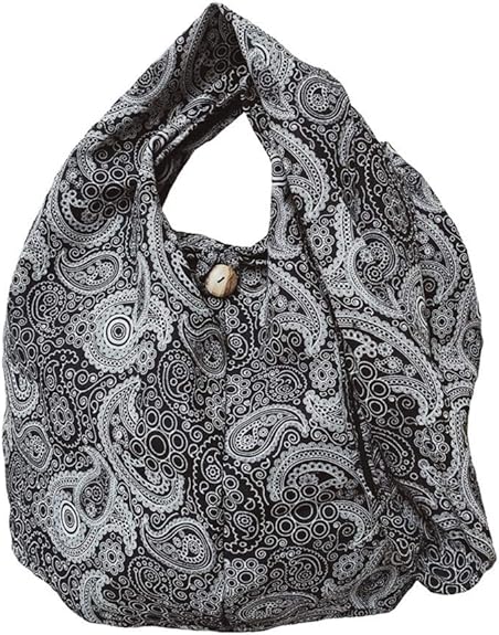 Handmade Cotton Hobo Sling Bag – Large Boho Crossbody with Paisley Print