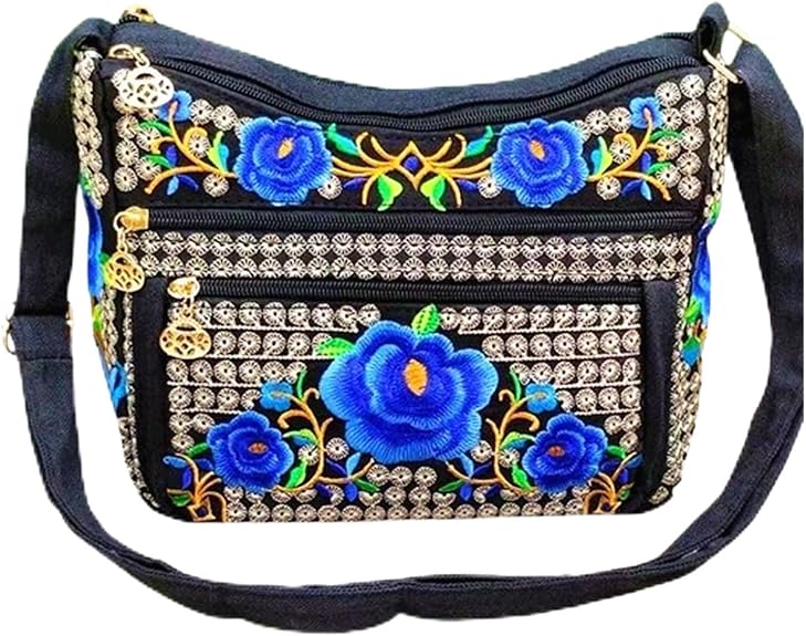 Hobo Crossbody Bag – Vintage Boho Embroidered Ethnic Shoulder Tote Purse