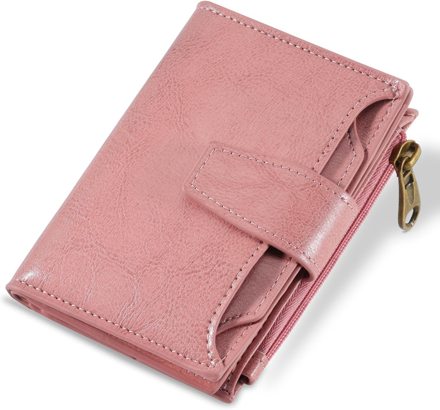 RFID Wallet for Women – Slim Bifold Card Holder with Zipper & ID Window