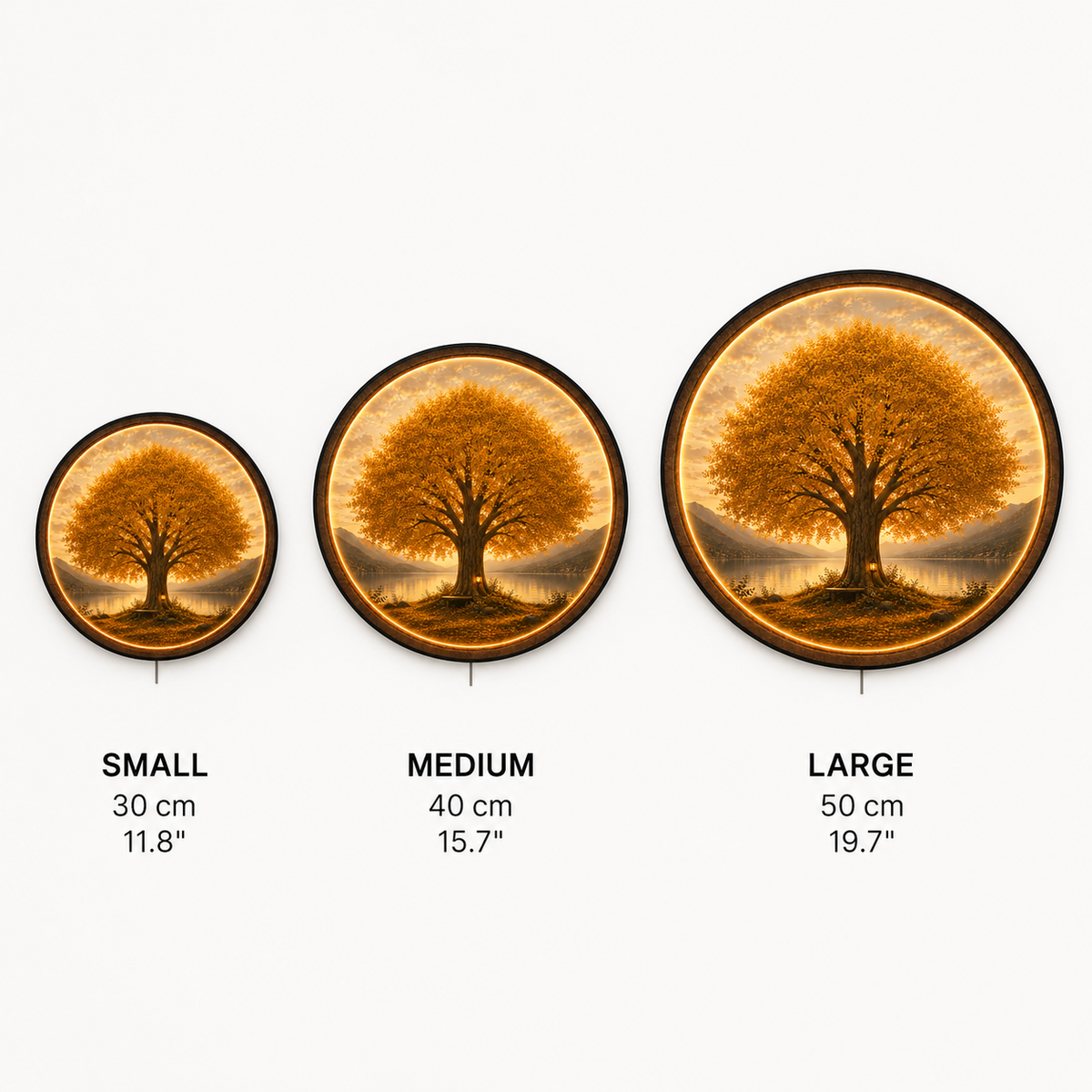 Golden Tree of Life – Handcrafted Round LED Wall Art