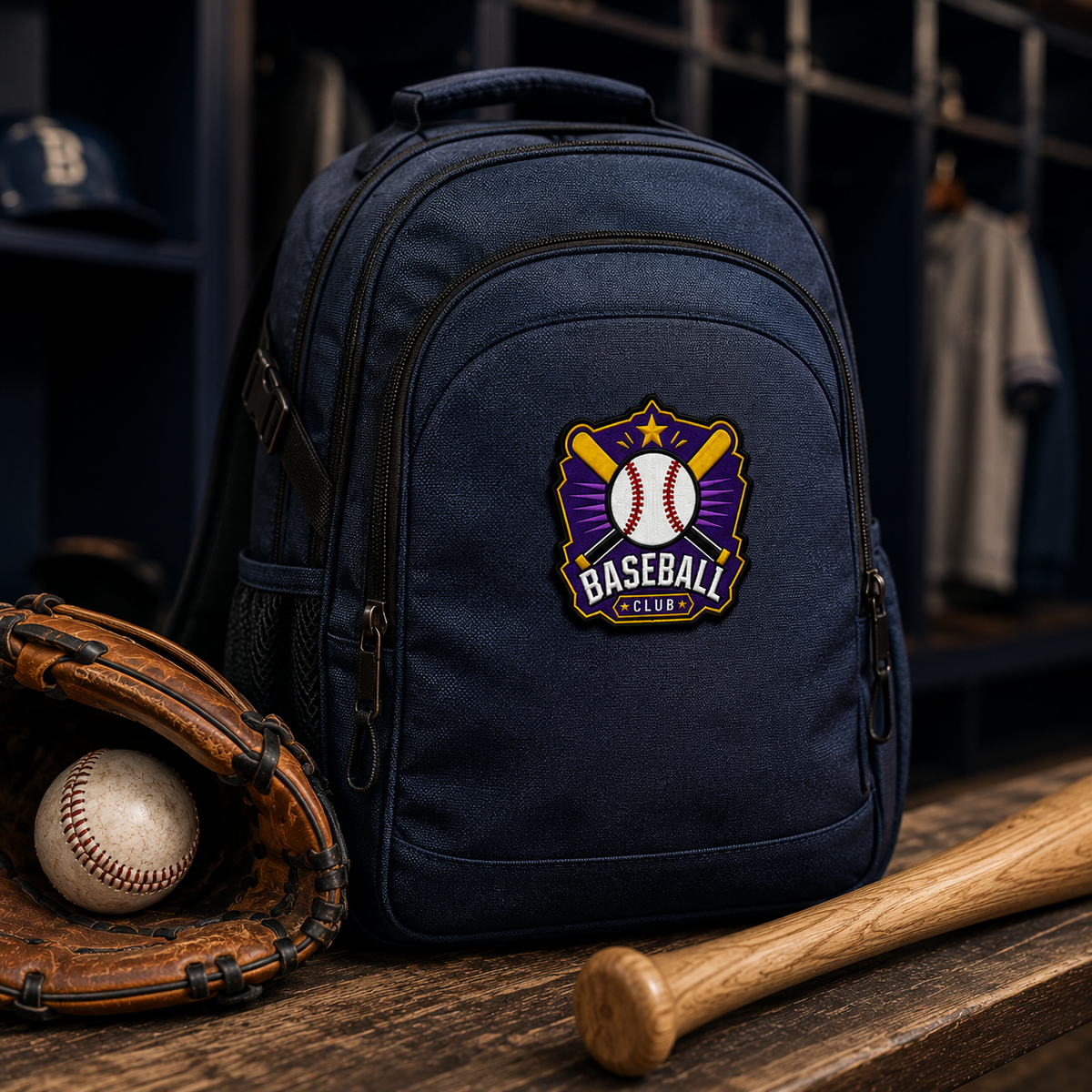 Baseball Club Embroidered Patch – Purple & Gold Varsity Sports Badge