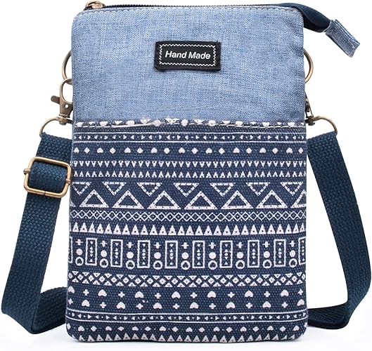 Lightweight Leaf Pattern Canvas Crossbody Phone Purse and Wallet for Women