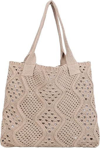 Summer Crochet Bag for Women – Large Boho Knit Beach Shoulder Tote