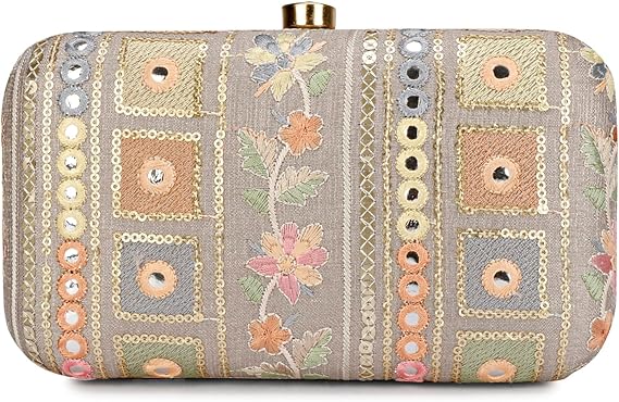Zari Embroidered Box Clutch – Handcrafted Designer Evening Bag for Women
