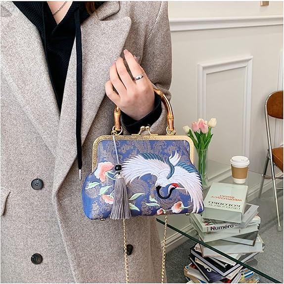 Embroidered Jacquard Evening Bag – Retro Chinese Style Clutch with Chain