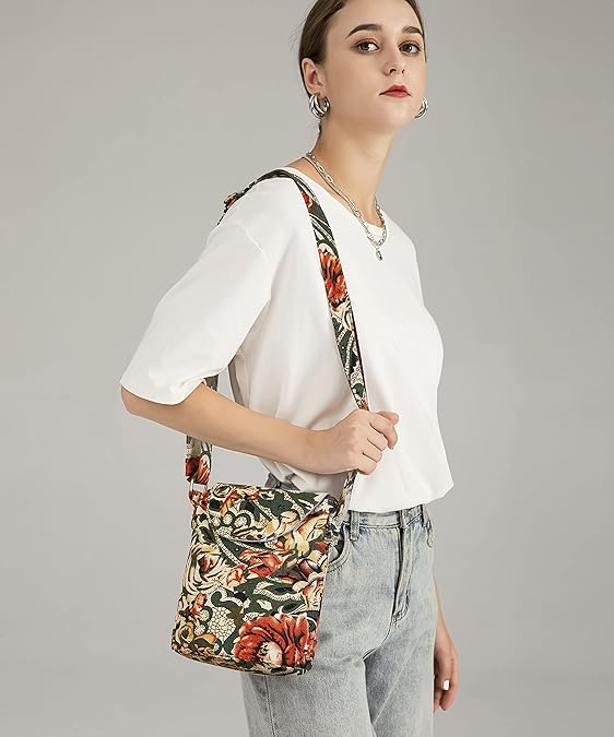 Retro Canvas Crossbody Bag – Small Boho Shoulder Handbag for Women