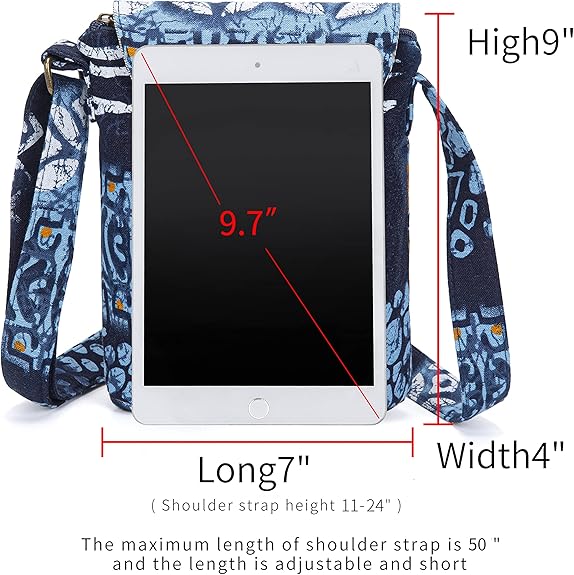 Retro Boho Canvas Crossbody Bag – Small Hippie Shoulder Handbag for Women