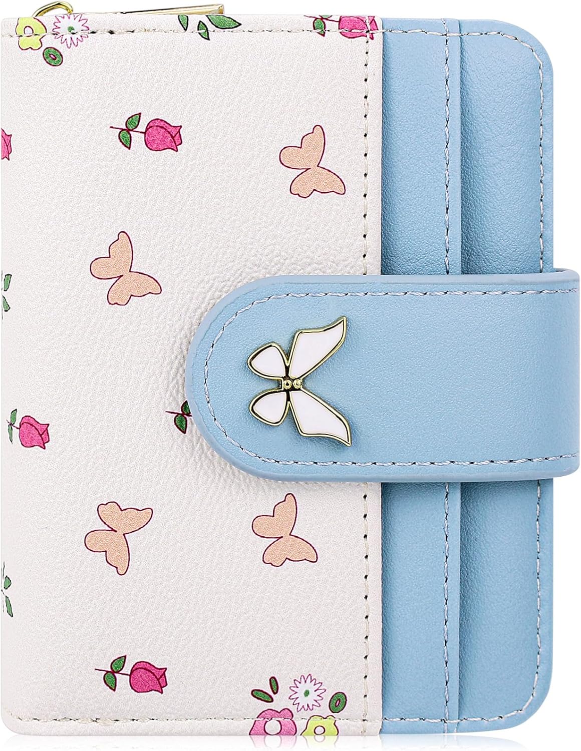 Cute Slim Pink Wallet for Women – Small Kawaii Flower Card Holder