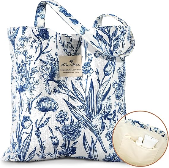 Reusable Cotton Tote Bag for Women – Travel, Gym, Work Shoulder Bag