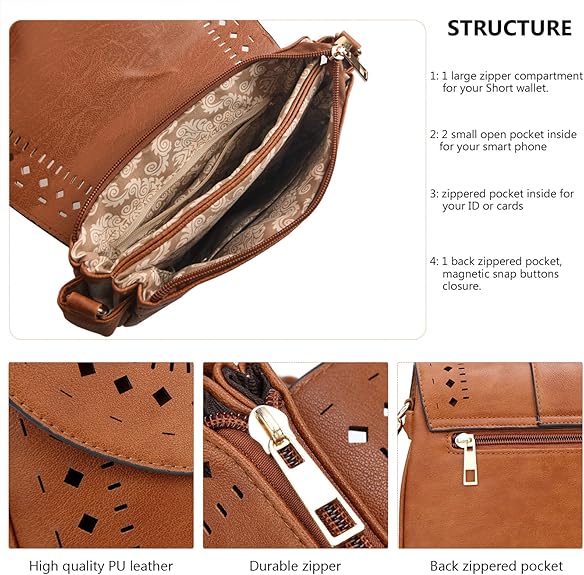 Vintage Hollow PU Leather Crossbody Bag for Women – Elegant Shoulder Handbag