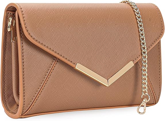 Envelope Clutch for Women – Faux Leather Foldover Evening Purse for Events
