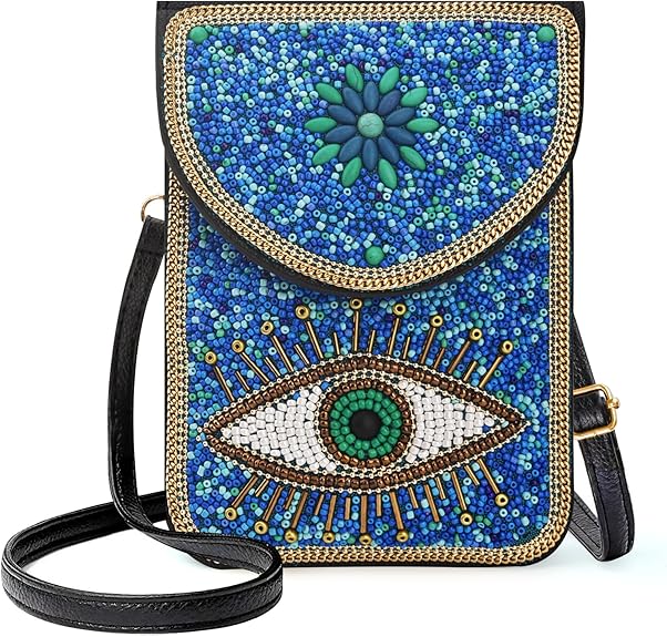 Small Boho Beaded Crossbody Bag – Colorful Handmade Phone Purse for Women