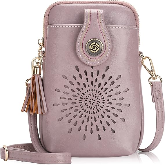 Small Crossbody Bag for Women – Vegan Leather Phone Purse with Tassels