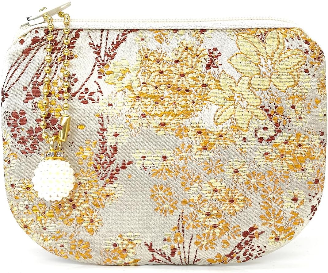 Handmade Silk Brocade Jewelry Pouch Coin Purse Zipper Makeup Bag