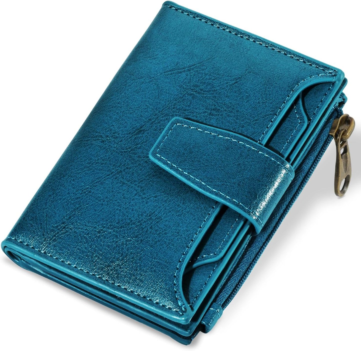 RFID Wallet for Women – Slim Bifold Card Holder with Zipper & ID Window
