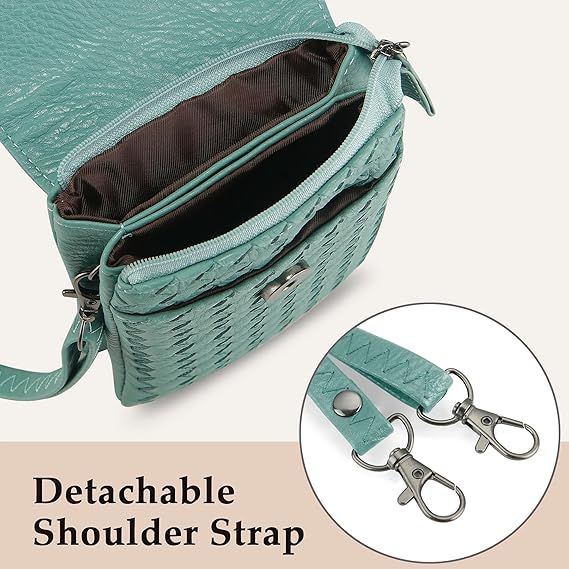 Mini Crossbody Phone Purse for Women – Woven Travel Wallet Bag