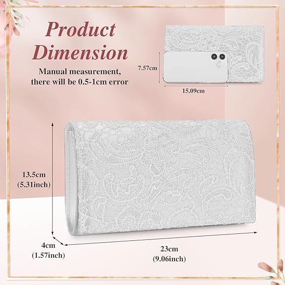 Elegant Floral Lace Clutch – Evening Envelope Bag for Wedding & Party