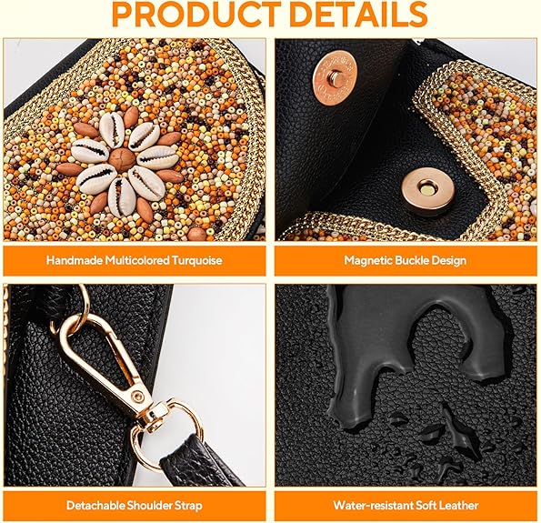Small Boho Beaded Crossbody Bag – Colorful Handmade Phone Purse for Women