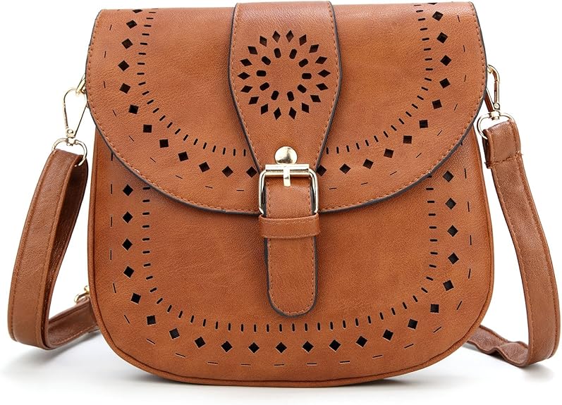 Vintage Hollow PU Leather Crossbody Bag for Women – Elegant Shoulder Handbag