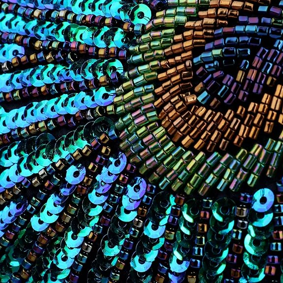 Sequin Beaded Peacock Clutch – Vintage Evening Bag for Women & Weddings