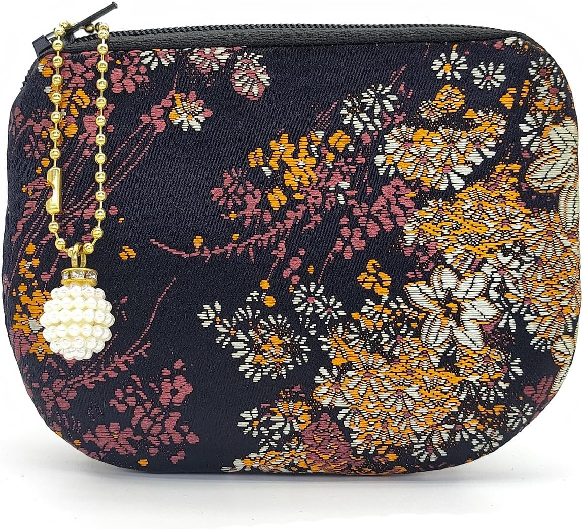 Handmade Silk Brocade Jewelry Pouch Coin Purse Zipper Makeup Bag