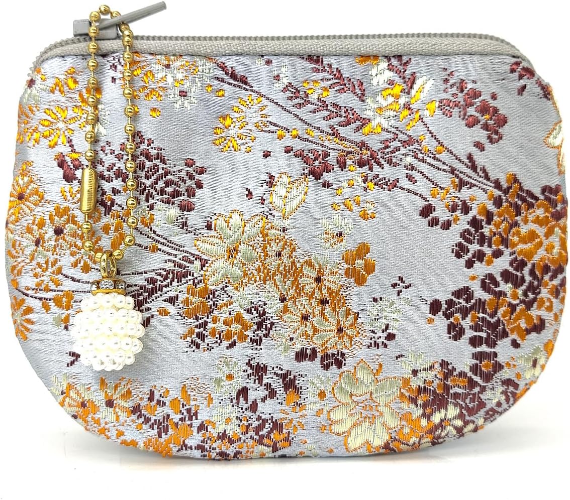 Handmade Silk Brocade Jewelry Pouch Coin Purse Zipper Makeup Bag