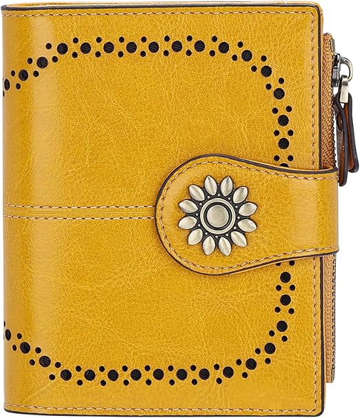 Compact RFID Leather Wallet for Women – Credit Card Purse with Zipper